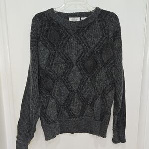Pacific Club Men's Gray & Black Geometric Eclectic Grandpa Crewneck Sweater